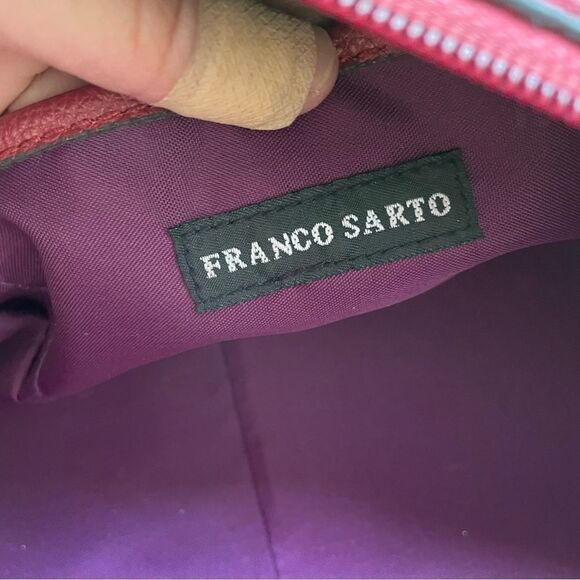 FRANCO SARTO Red Leather zip top double handle shoulder bag/ satchel medium - Picture 9 of 12